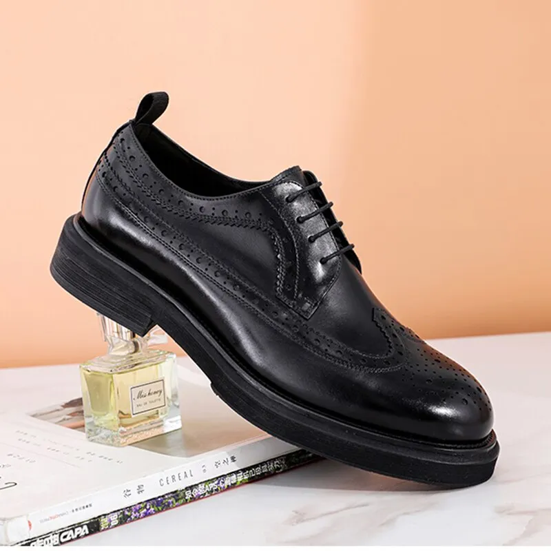 Men Genuine Cow Leather Wedding Shoes