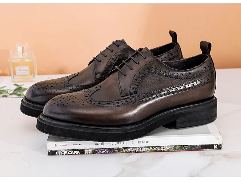 Men Genuine Cow Leather Wedding Shoes