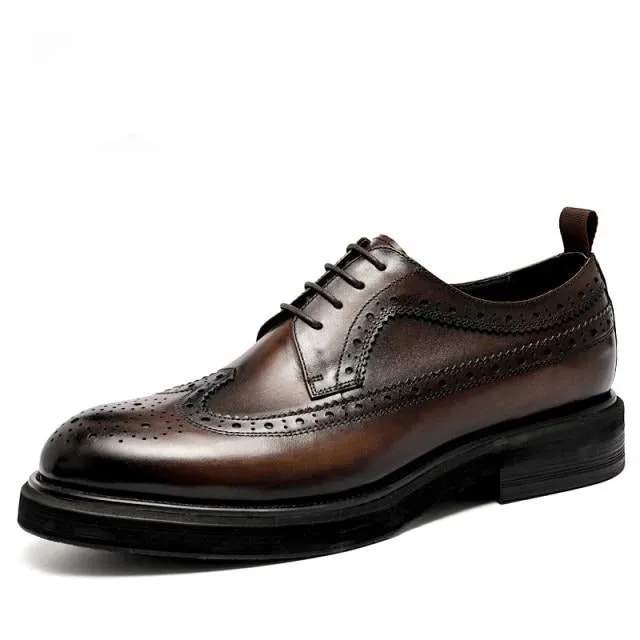 Men Genuine Cow Leather Wedding Shoes