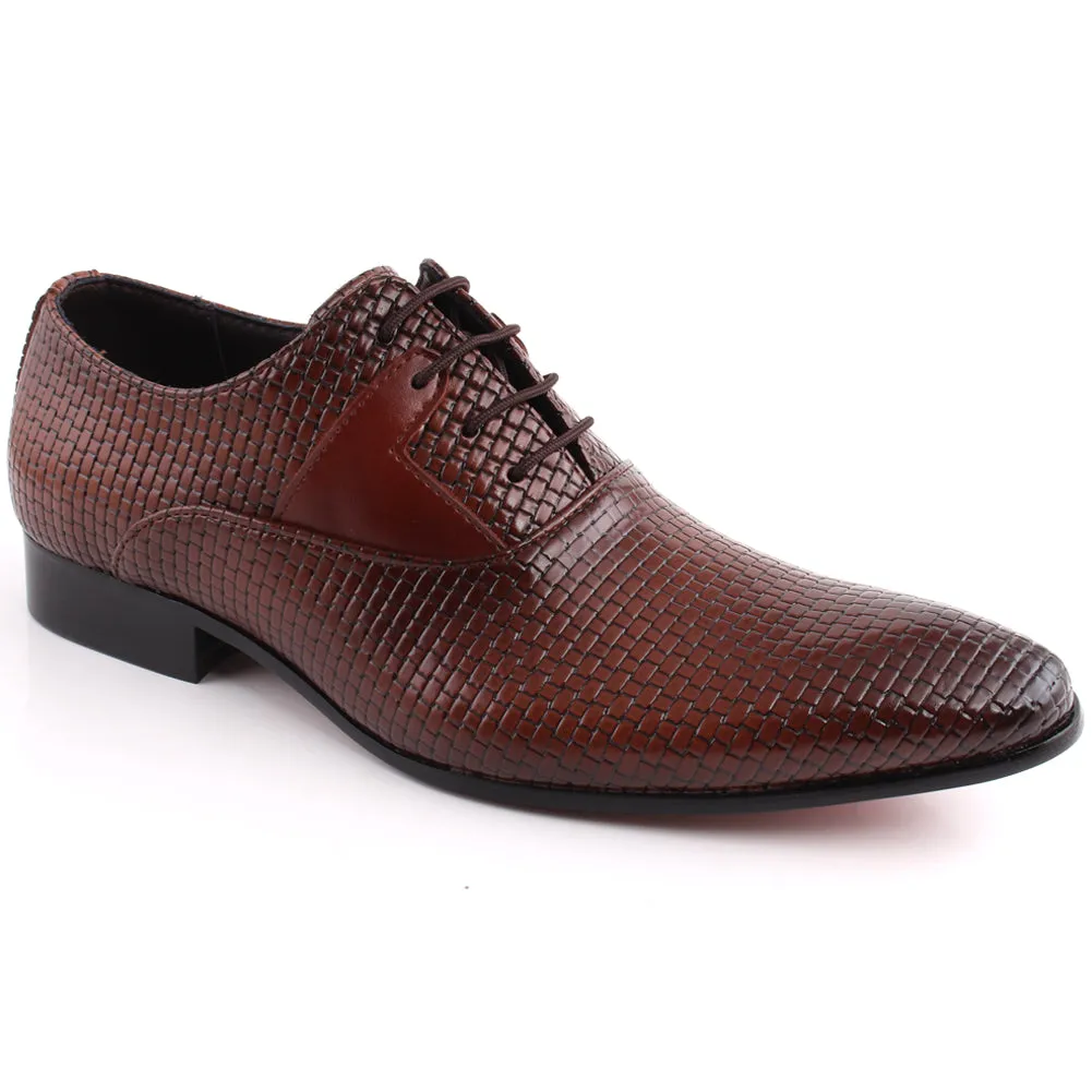 Men “ULAN” Round Toe Dual Shade Closed Lace Textured Loafer Shoes