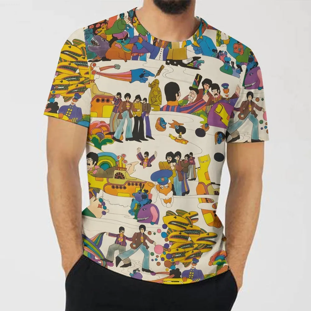 Men's Band Crew Neck Casual T-Shirt 2403000846