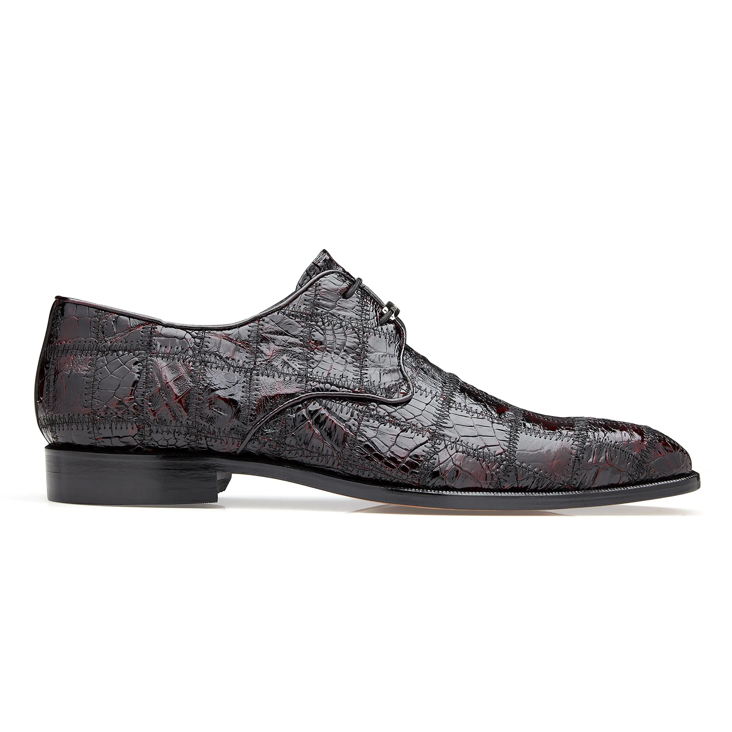 Mens Belvedere Sabato Crocodile Patchwork Oxford Dress Shoe in Honey Tan