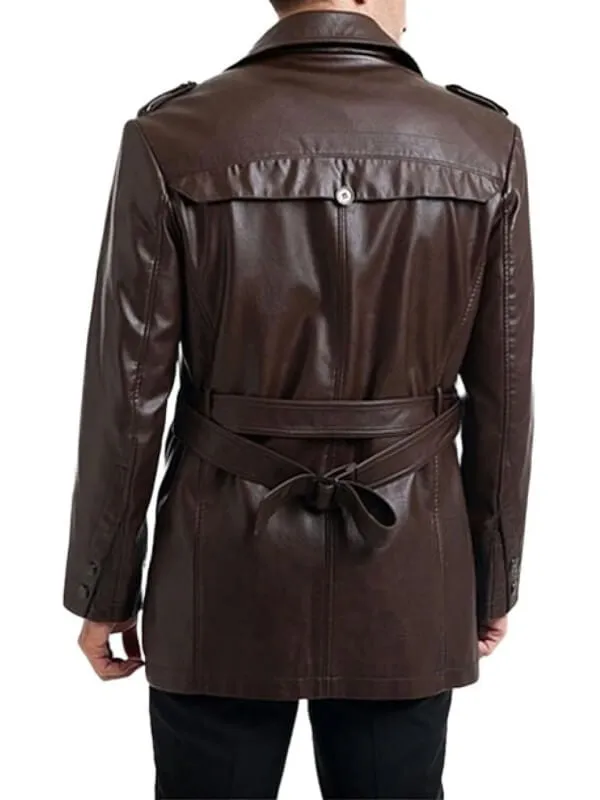 Men’s Brown Leather Moto Jacket – Classic Single-Breasted Style