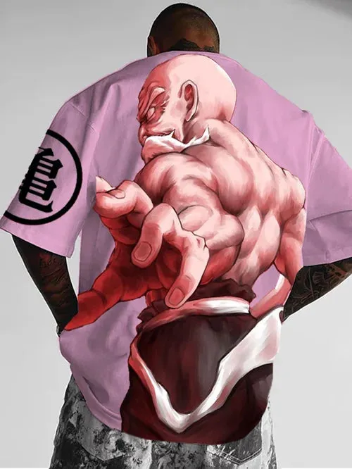 Men's Cartoon Old Man Print Short Sleeve T-shirt