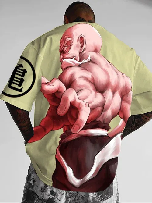 Men's Cartoon Old Man Print Short Sleeve T-shirt