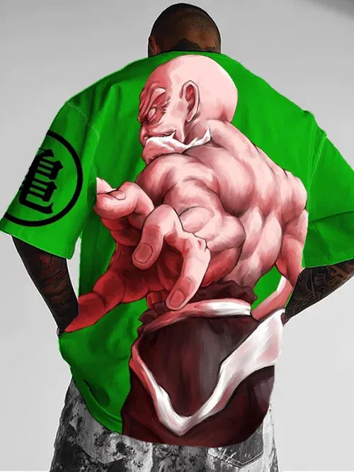 Men's Cartoon Old Man Print Short Sleeve T-shirt