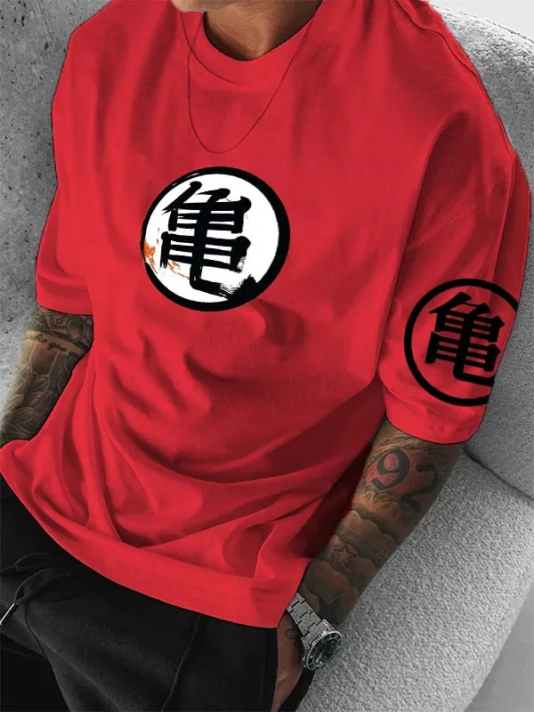 Men's Cartoon Old Man Print Short Sleeve T-shirt
