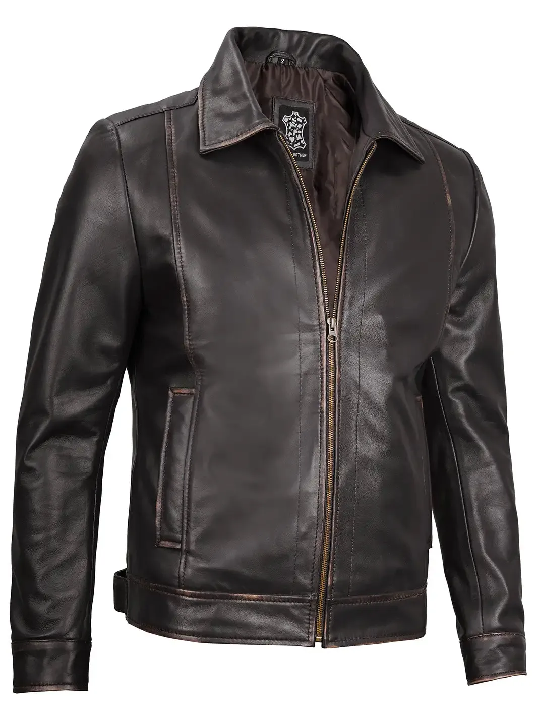Mens Dark Brown Motorcycle Leather Jacket