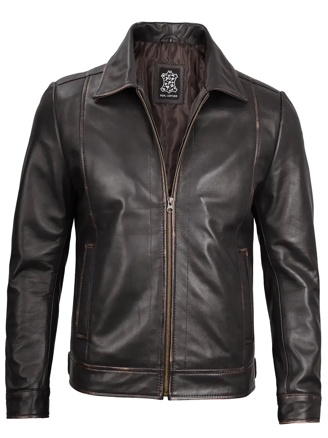 Mens Dark Brown Motorcycle Leather Jacket
