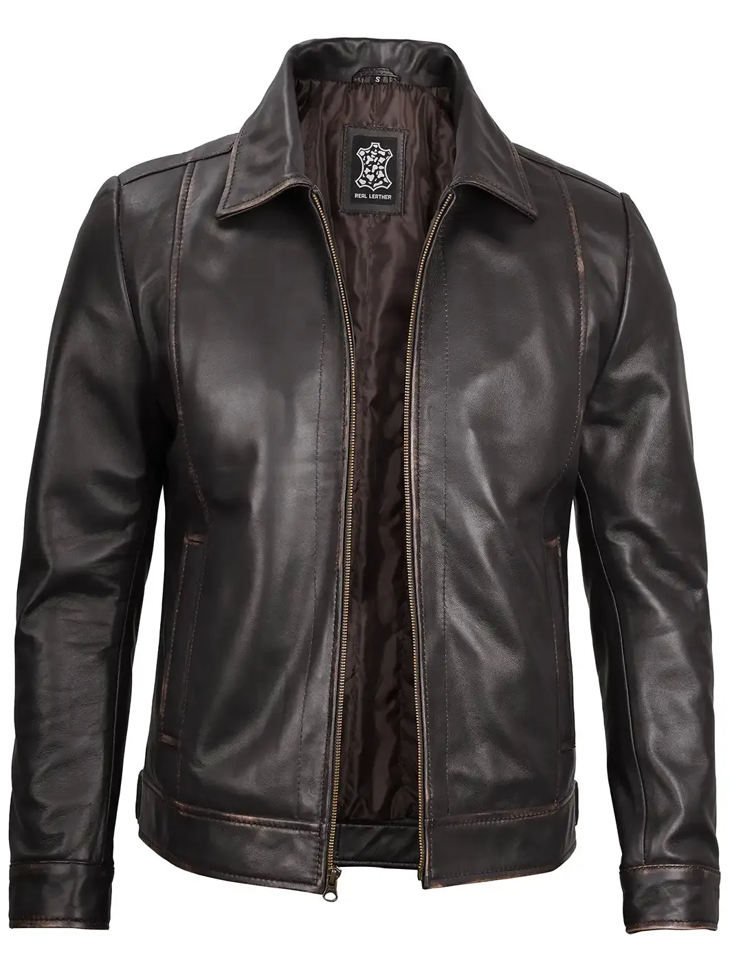 Mens Dark Brown Motorcycle Leather Jacket