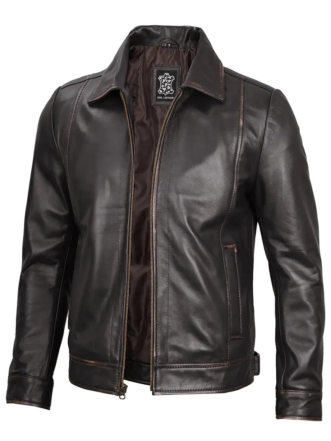 Mens Dark Brown Motorcycle Leather Jacket