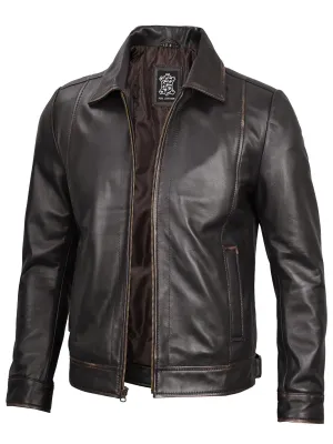 Mens Dark Brown Motorcycle Leather Jacket