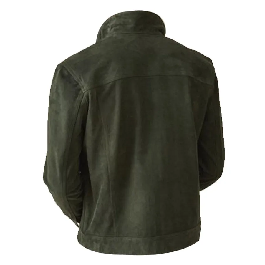 Men's Green Suede Leather Trucker Over-Shirt