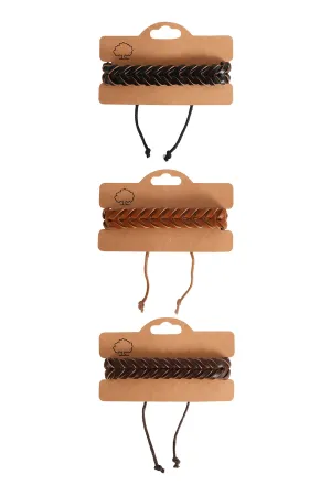 MEN'S LEATHER BAND BRAIDED ADJUSTABLE BRACELET