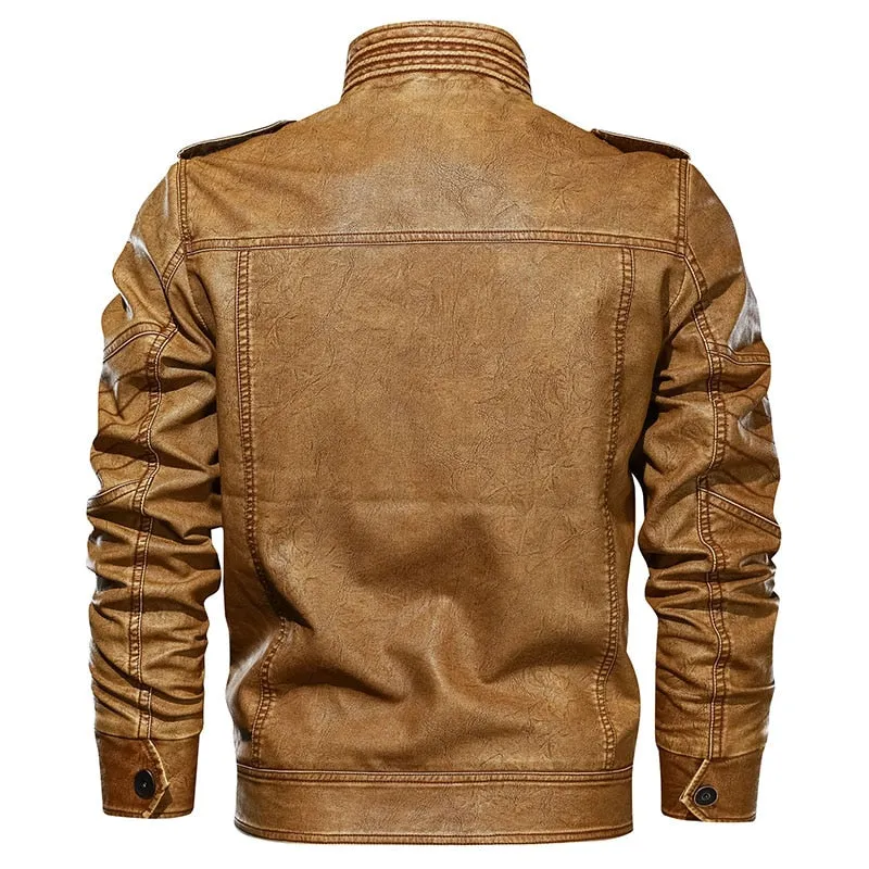 Men's Leather Jacket Autumn Pilot Motorcycle Bomber Jackets Man Spring Casual PU Leather Tactical Military Coats