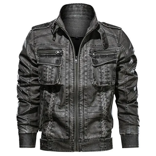 Men's Leather Jacket Autumn Pilot Motorcycle Bomber Jackets Man Spring Casual PU Leather Tactical Military Coats