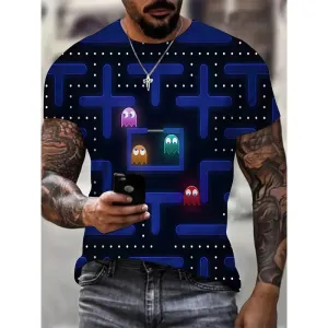 Men's Maze Print 3D Crew Neck T-Shirt