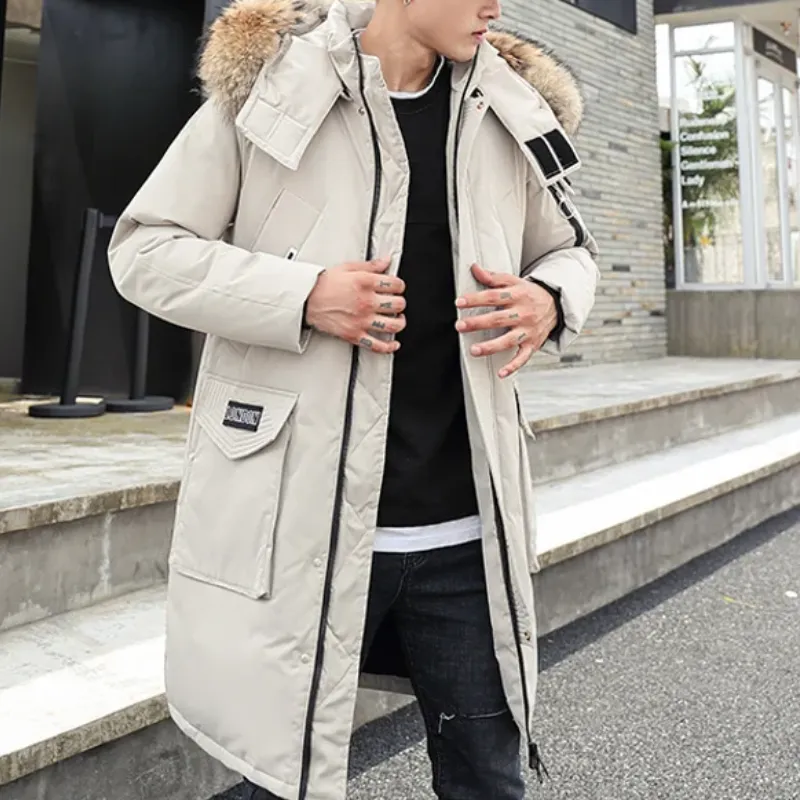 Men's parka winter jacket with detachable hood and practical pockets - Perfect for chilly days