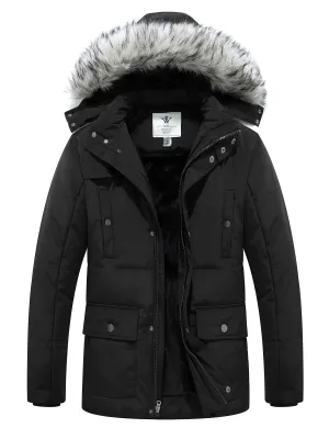 Men's Quilted Puffer Coat with Detachable Hood