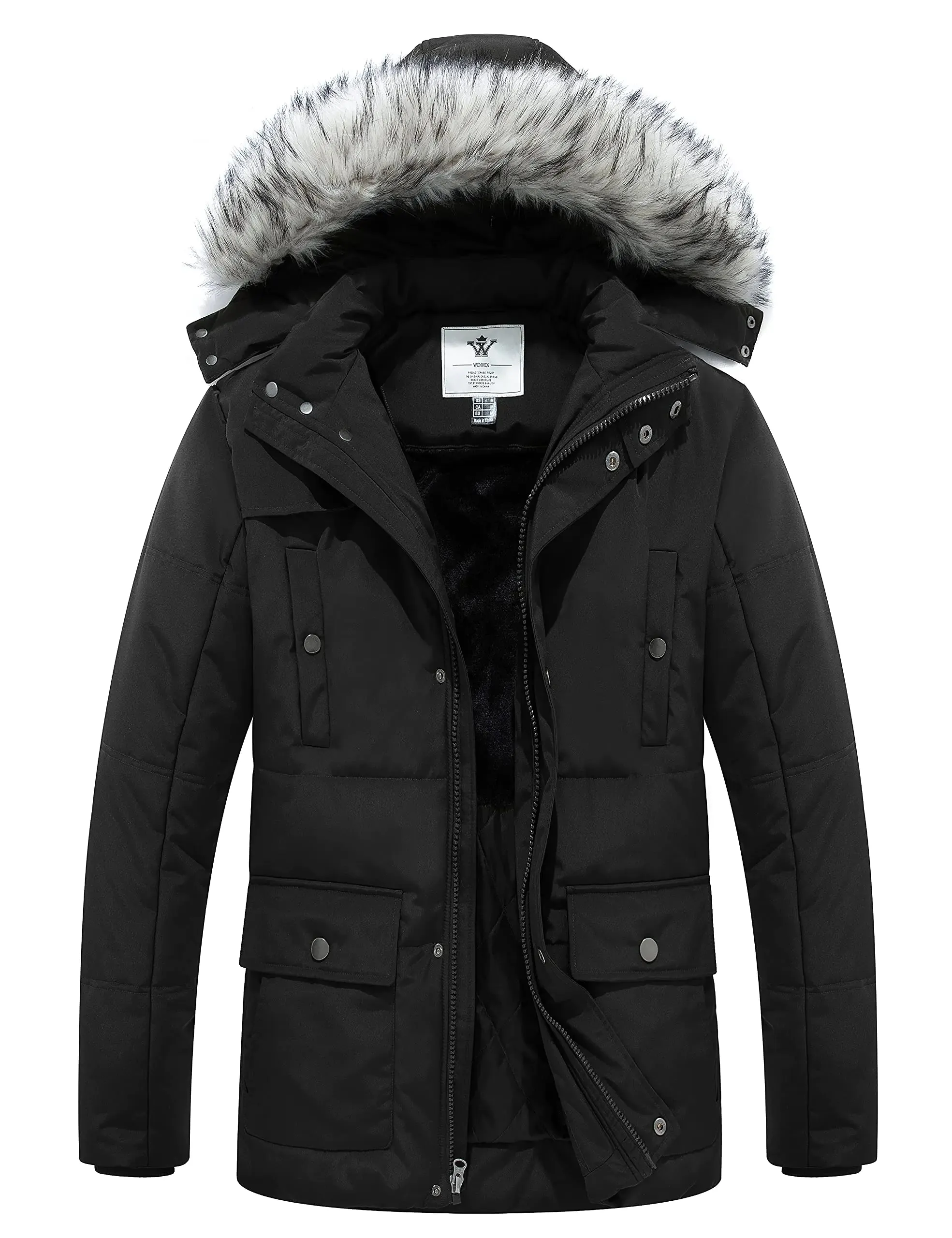 Men's Quilted Puffer Coat with Detachable Hood