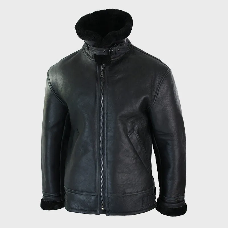 Men's Real Leather Shearling Sheepskin Original B3 Flying Pilot Jacket