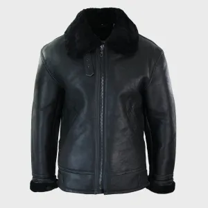 Men's Real Leather Shearling Sheepskin Original B3 Flying Pilot Jacket