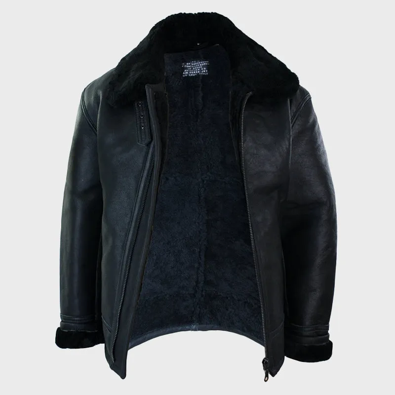 Men's Real Leather Shearling Sheepskin Original B3 Flying Pilot Jacket