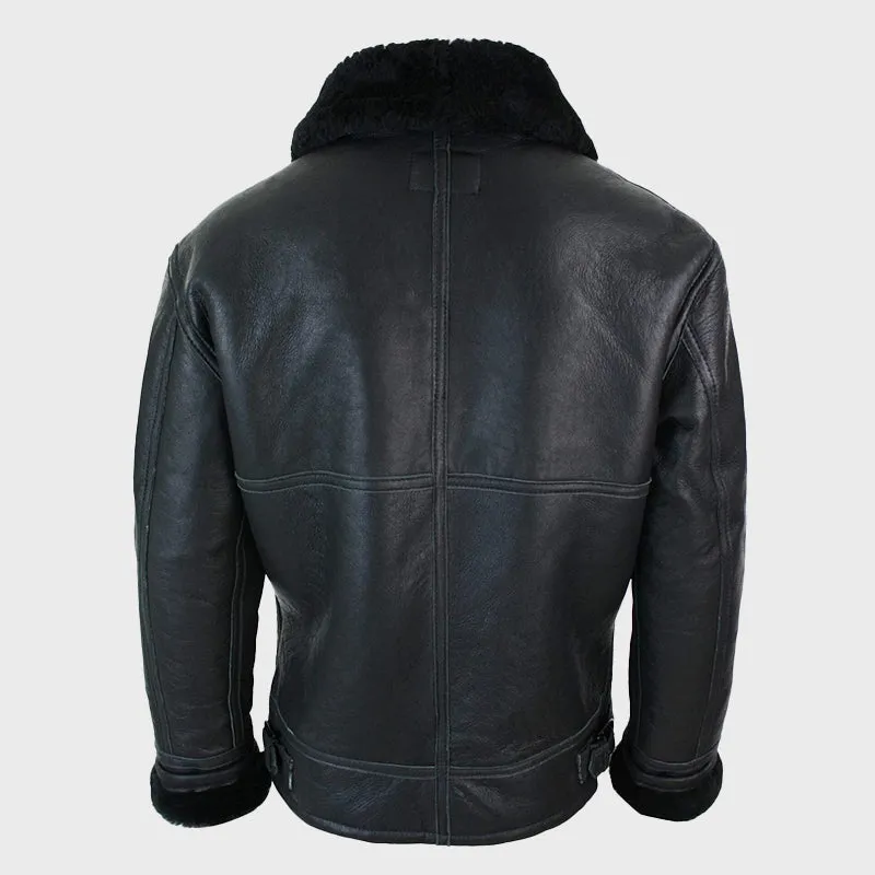 Men's Real Leather Shearling Sheepskin Original B3 Flying Pilot Jacket