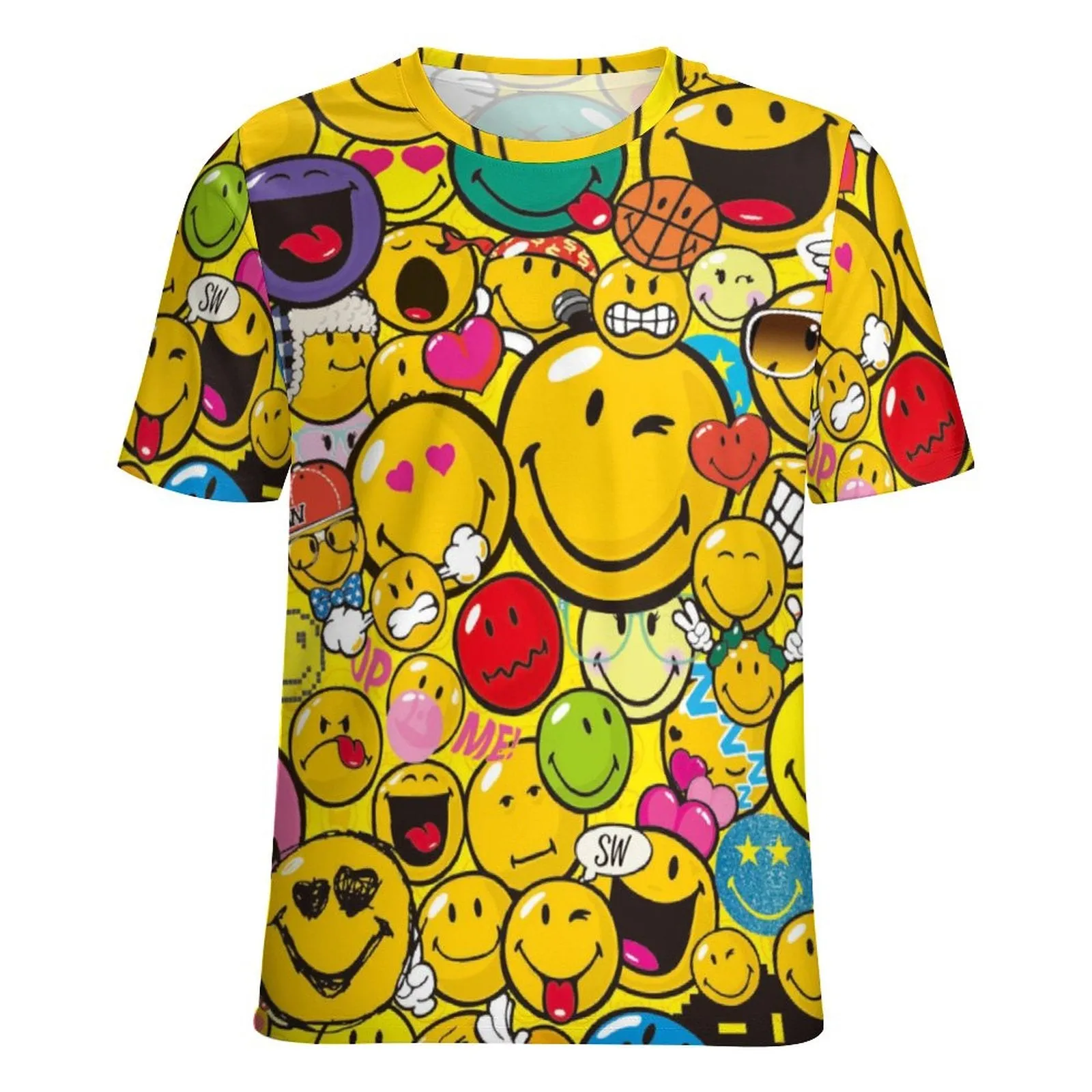 Men's Smiley Print Round Neck Casual T-Shirt 2311000179