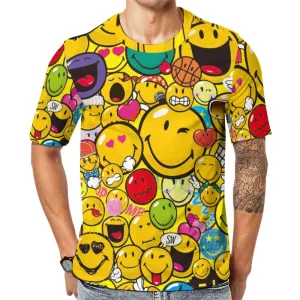 Men's Smiley Print Round Neck Casual T-Shirt 2311000179
