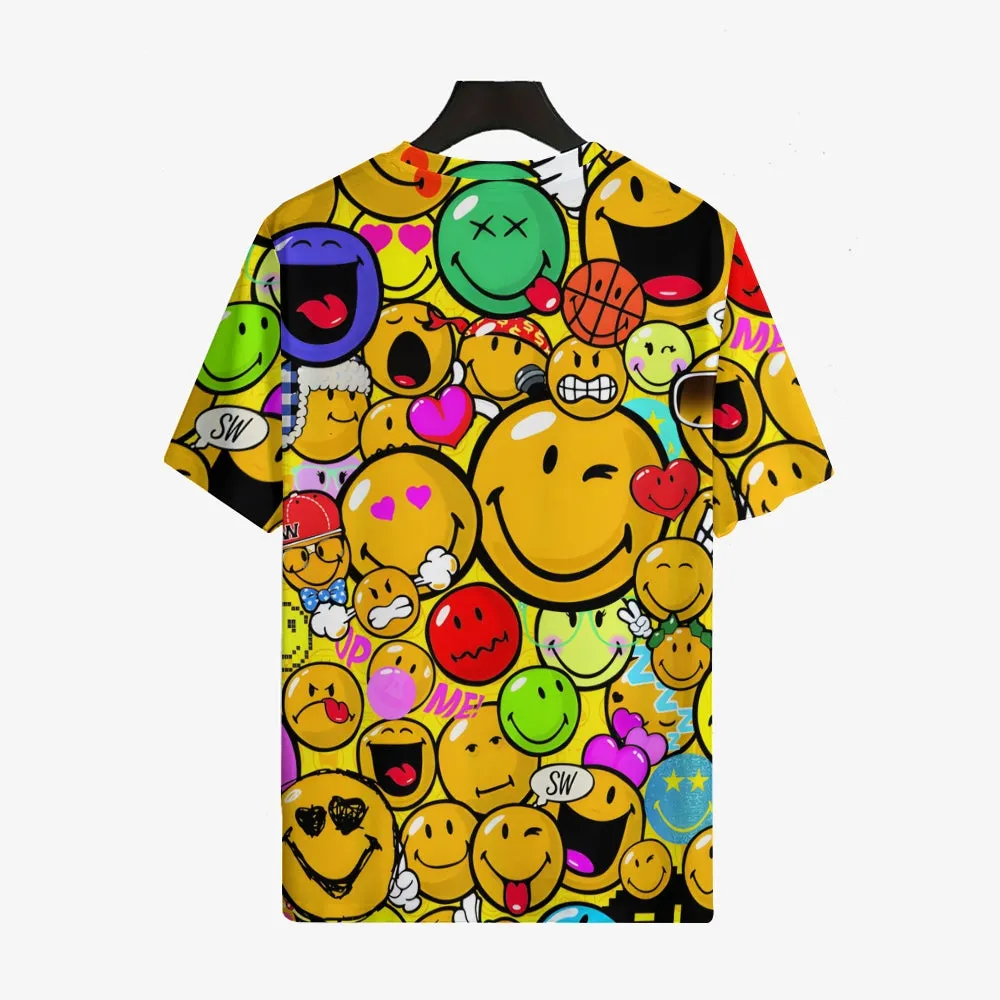 Men's Smiley Print Round Neck Casual T-Shirt 2311000179