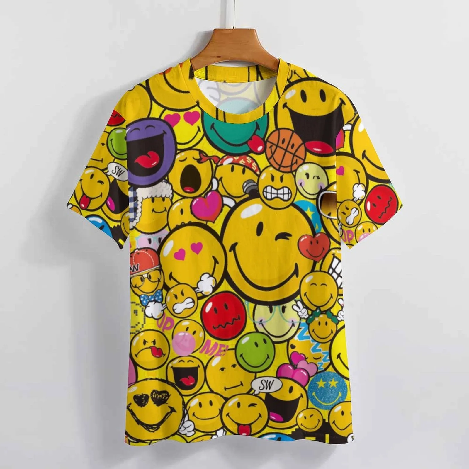 Men's Smiley Print Round Neck Casual T-Shirt 2311000179