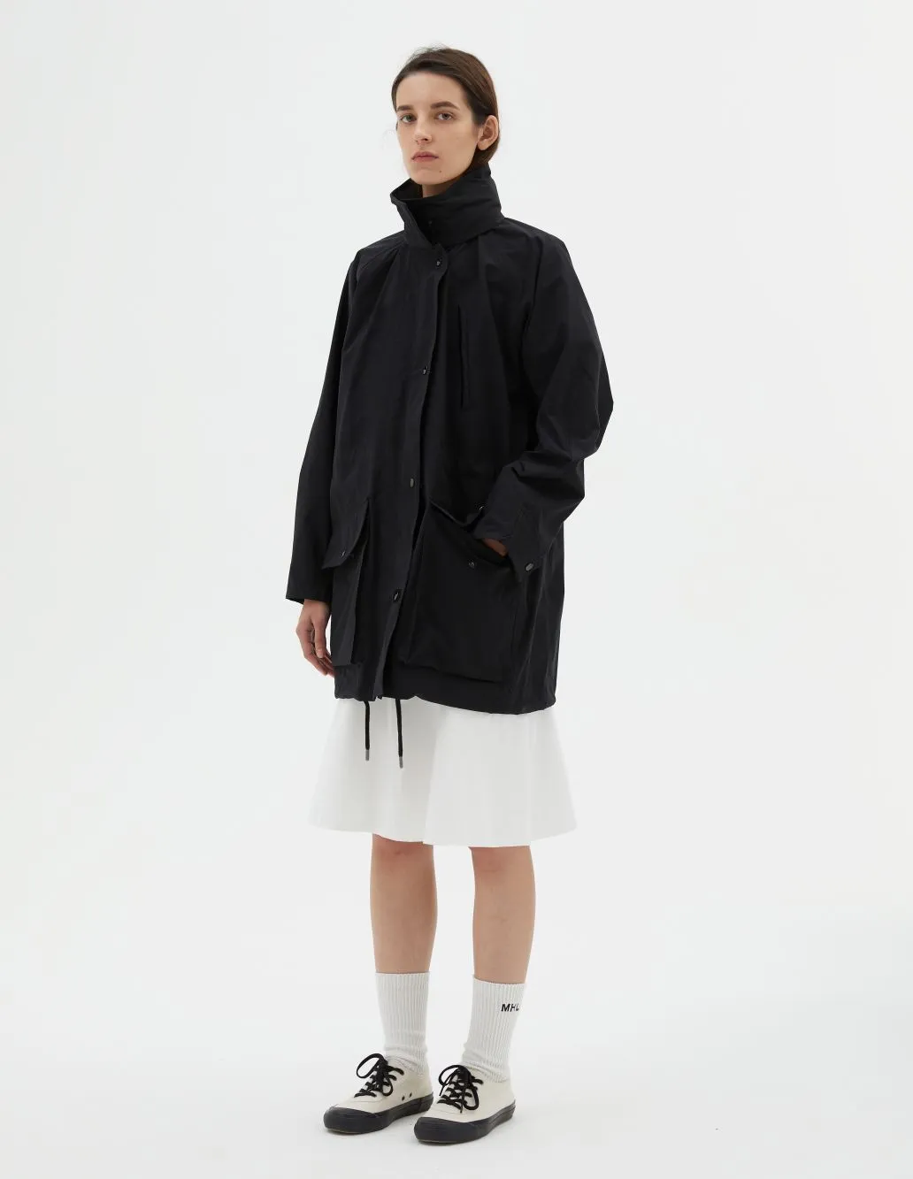 MHL W' Stand Collar Parka Paper Dry Polyester  Black