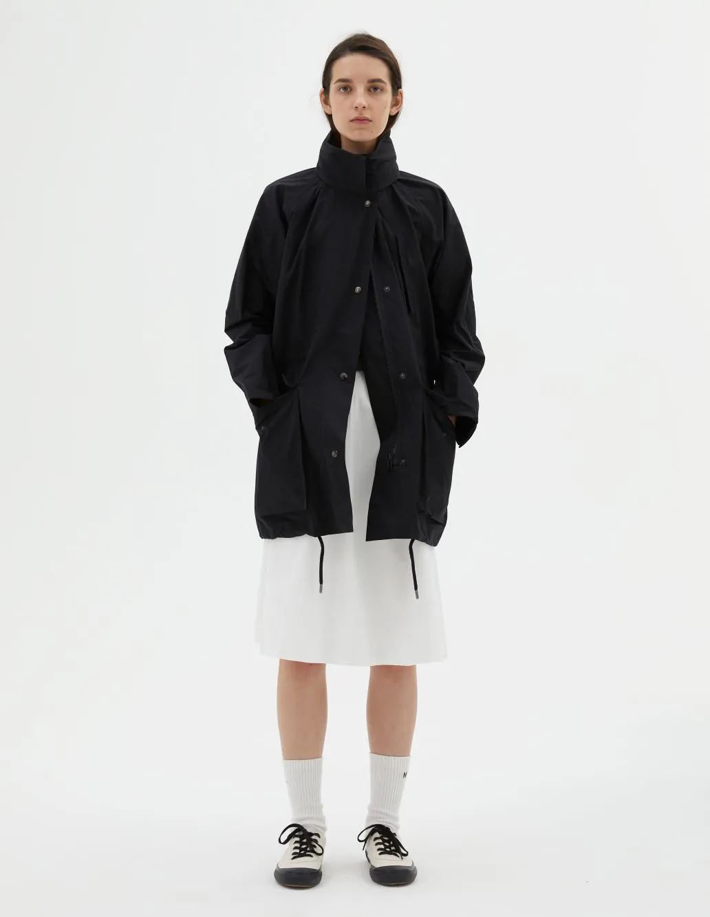 MHL W' Stand Collar Parka Paper Dry Polyester  Black