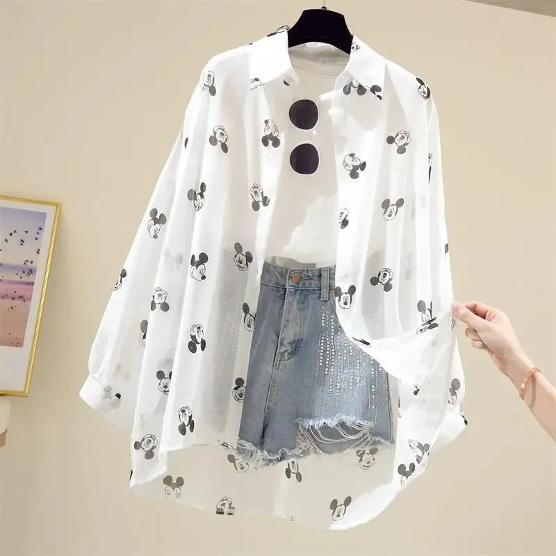 Mickey Mouse Long Sleeve Cover-Up Top & Casual Blouse