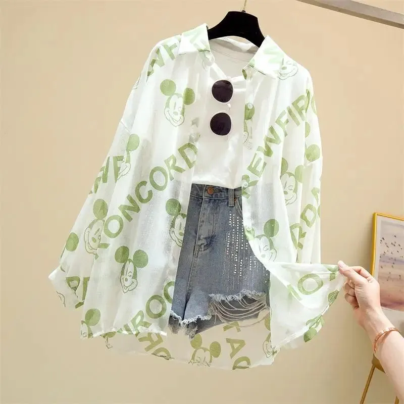Mickey Mouse Long Sleeve Cover-Up Top & Casual Blouse