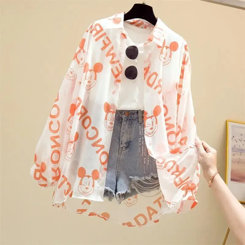 Mickey Mouse Long Sleeve Cover-Up Top & Casual Blouse