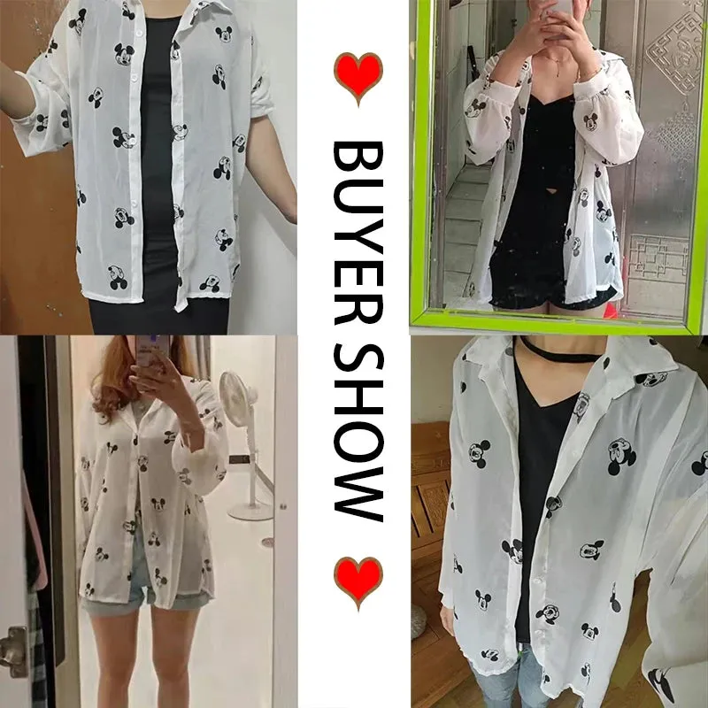 Mickey Mouse Long Sleeve Cover-Up Top & Casual Blouse