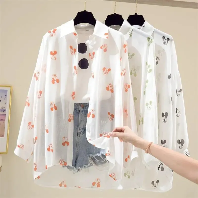 Mickey Mouse Long Sleeve Cover-Up Top & Casual Blouse