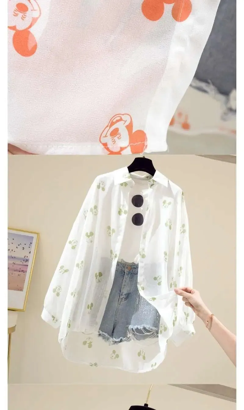 Mickey Mouse Long Sleeve Cover-Up Top & Casual Blouse