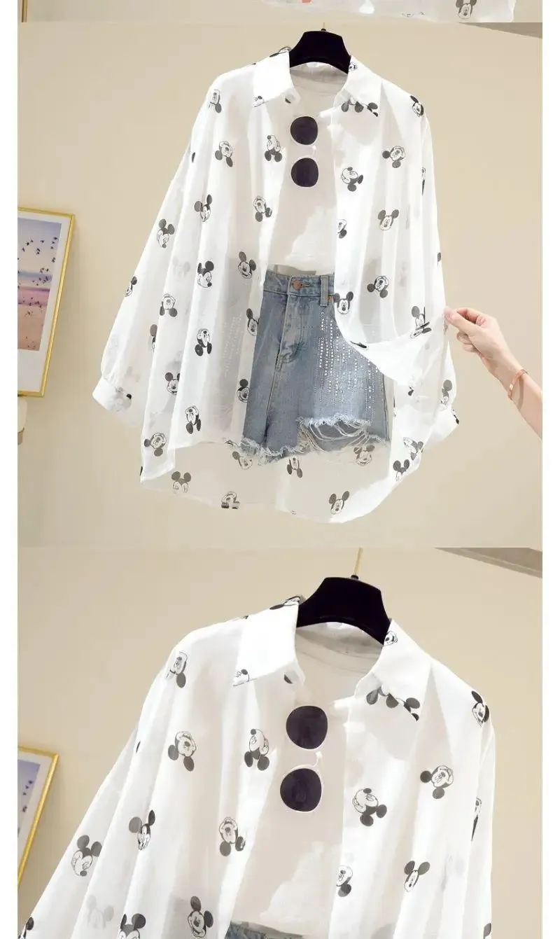 Mickey Mouse Long Sleeve Cover-Up Top & Casual Blouse