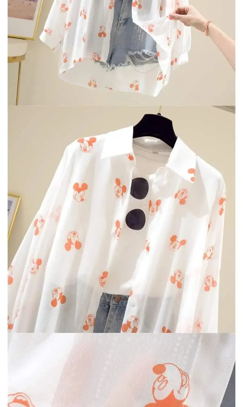Mickey Mouse Long Sleeve Cover-Up Top & Casual Blouse