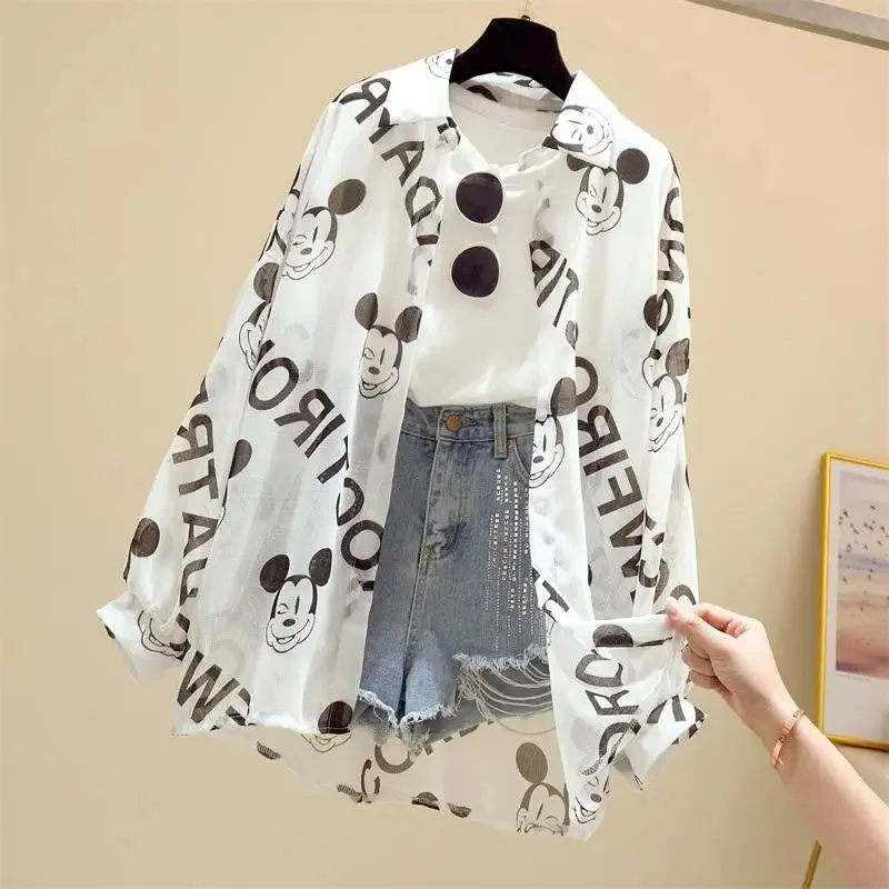 Mickey Mouse Long Sleeve Cover-Up Top & Casual Blouse