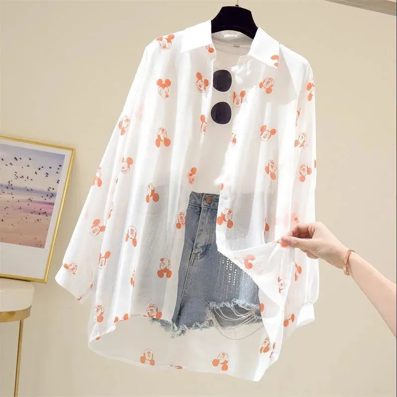 Mickey Mouse Long Sleeve Cover-Up Top & Casual Blouse