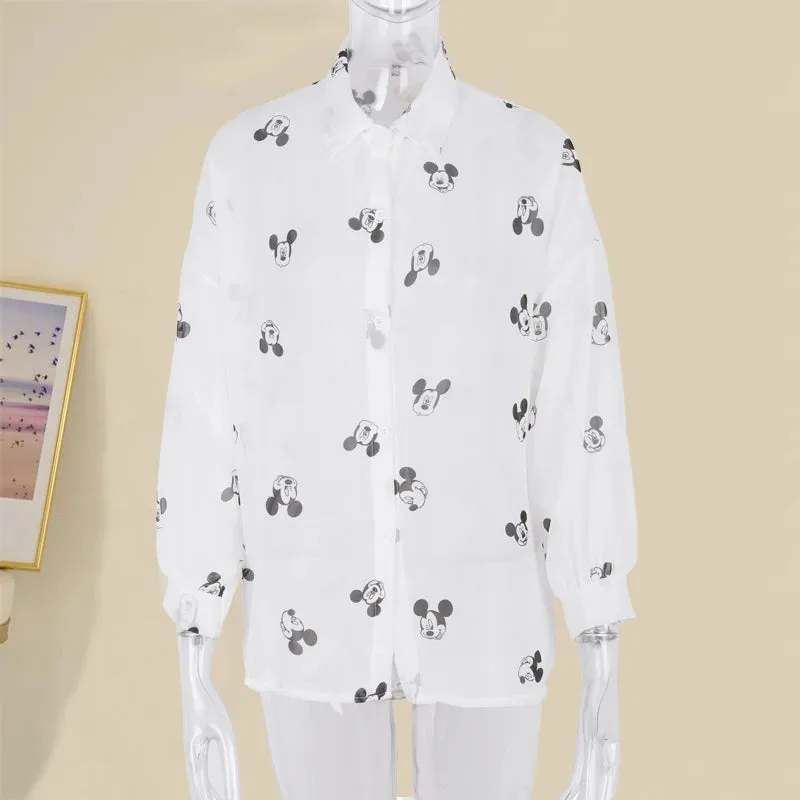 Mickey Mouse Long Sleeve Cover-Up Top & Casual Blouse