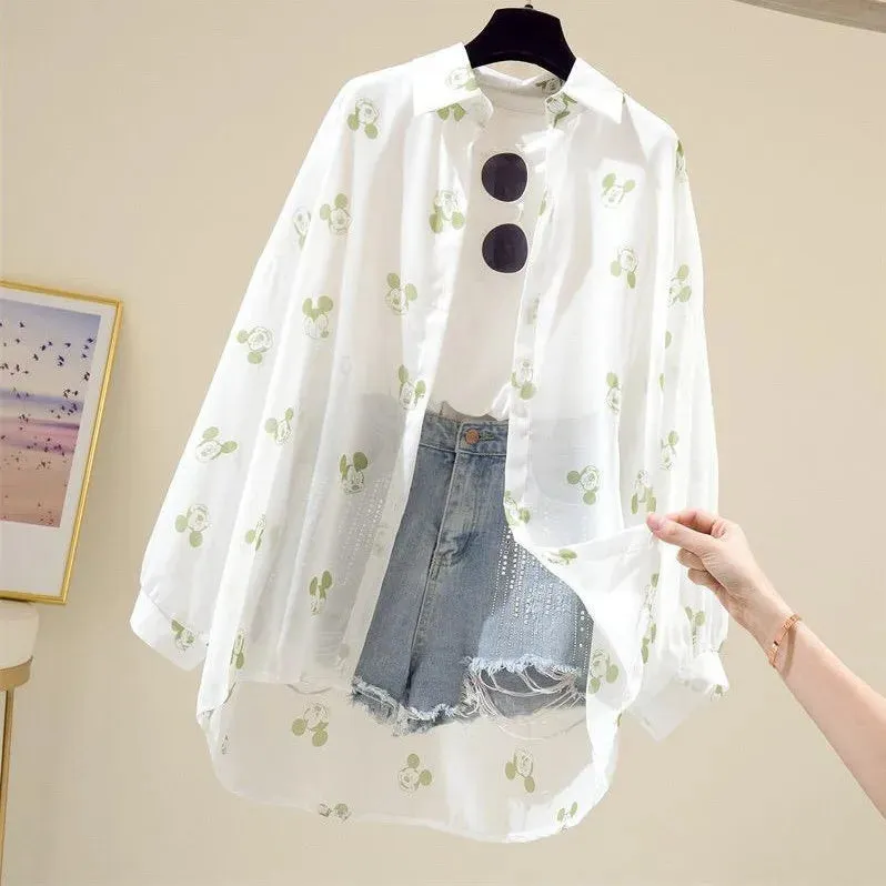 Mickey Mouse Long Sleeve Cover-Up Top & Casual Blouse