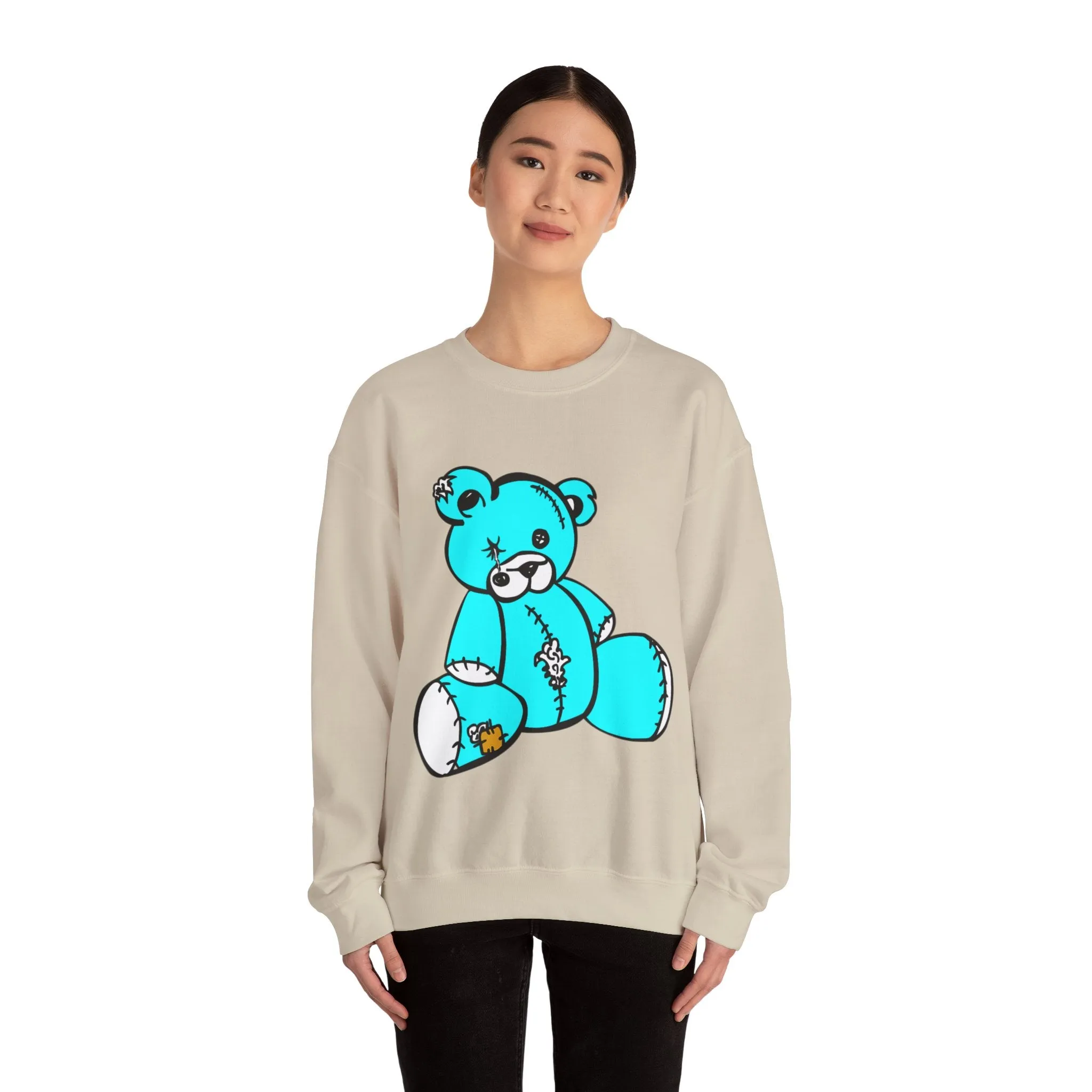 Missing Button Eye Teddy Bear Sweatshirt