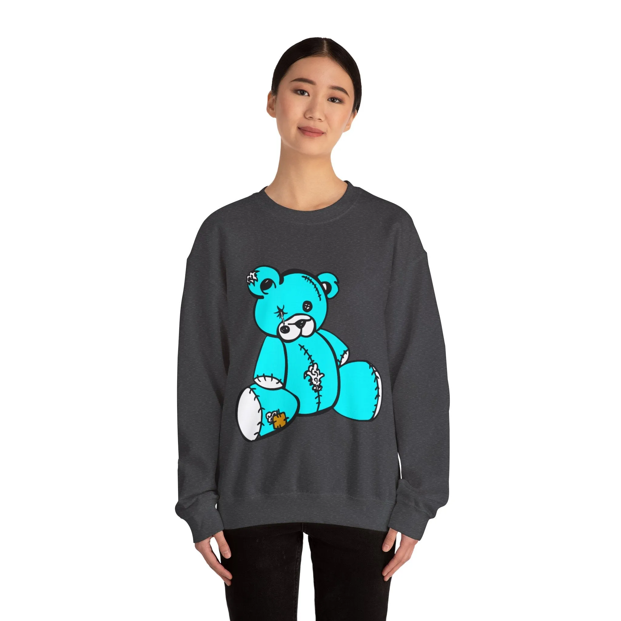 Missing Button Eye Teddy Bear Sweatshirt