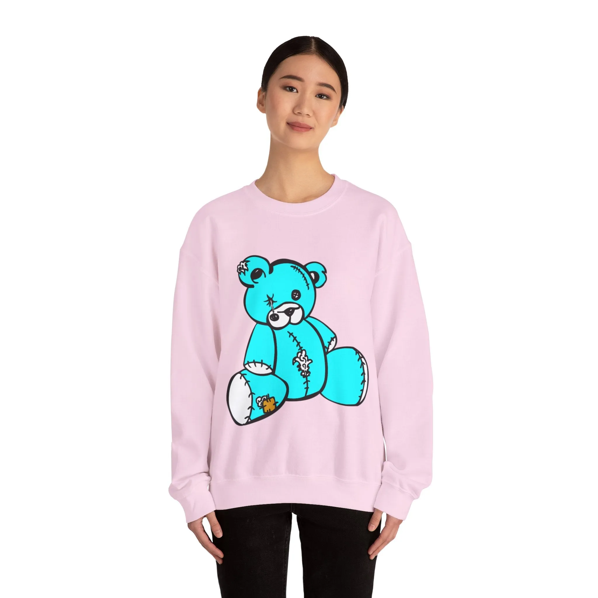 Missing Button Eye Teddy Bear Sweatshirt