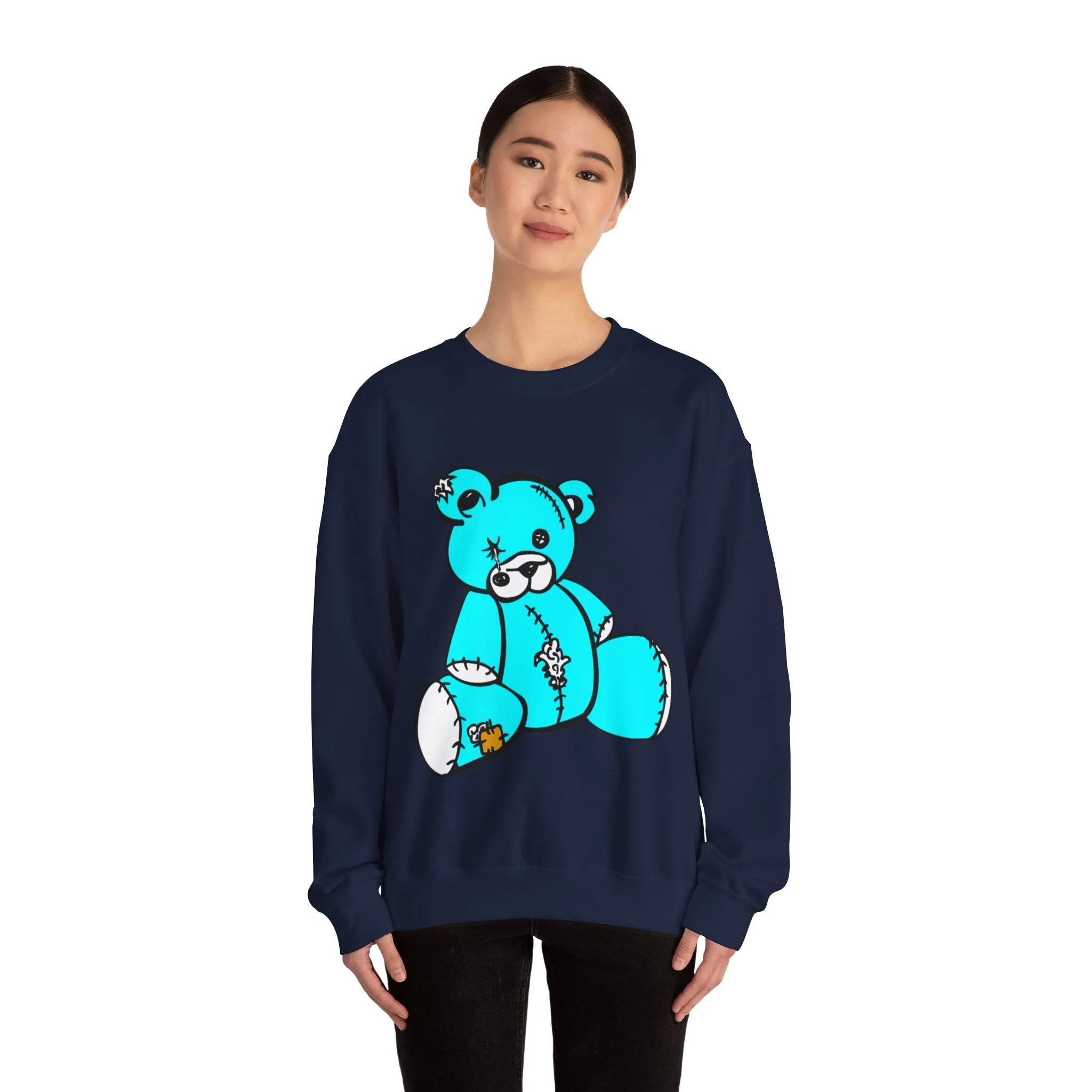 Missing Button Eye Teddy Bear Sweatshirt
